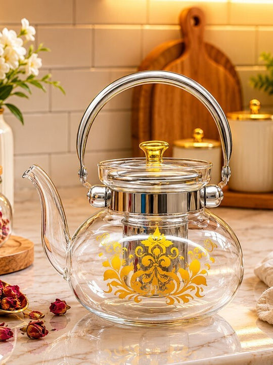 eBest Ceainic Din Sticlă Transparentă 1000ml