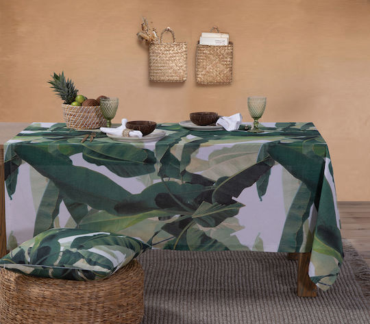 Nef-Nef Homeware Tablecloth Cotton Tropicana Green 180x180cm