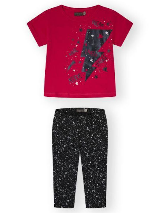 Canada House Kids Set with Leggings Summer 2pcs Black-red