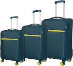 Cardinal Travel Suitcases Fabric Petrol with 4 Wheels Set of 3pcs