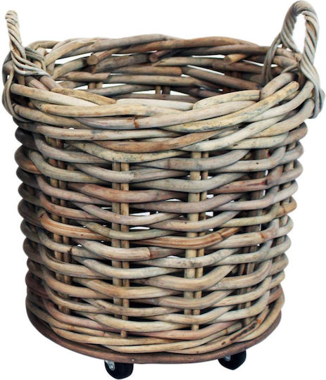 Atmosphera Decorative Basket Rattan with Handles Gray 65x60cm