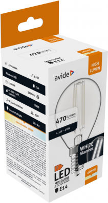 Avide LED-Lampe 4.5W 80mm für Fassung E14 und Form G45 Naturweiß 470lm
