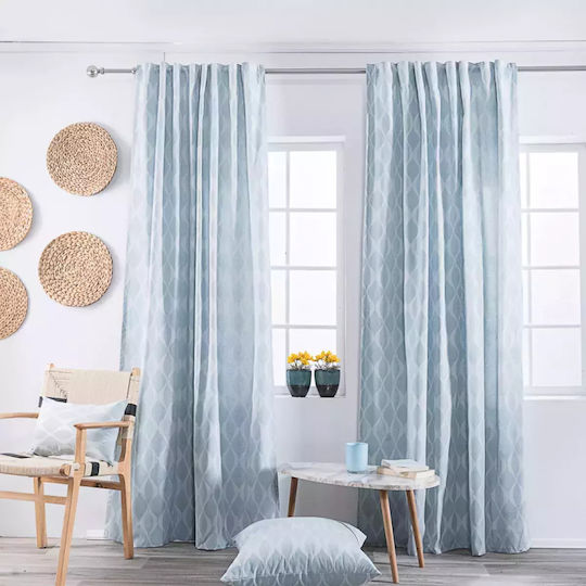 Teoran Mit Bleistiftfalten Hellblau 140x275cm Teoran Mit Bleistiftfalten Hellblau 140x275cm