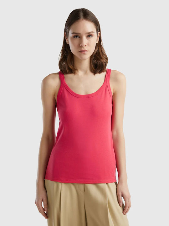 Benetton Women's Summer Blouse Cotton Sleeveless Fuchsia