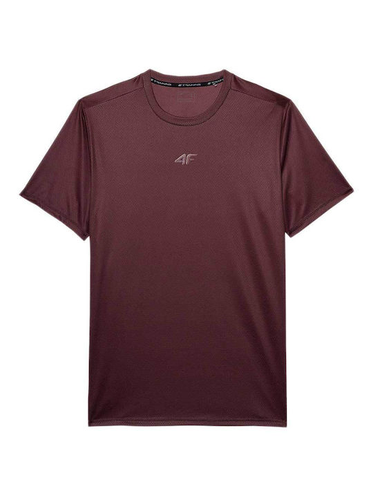 4F Men's Athletic Short Sleeve Blouse Burgundy