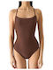 4F One-Piece Swimsuit Brown