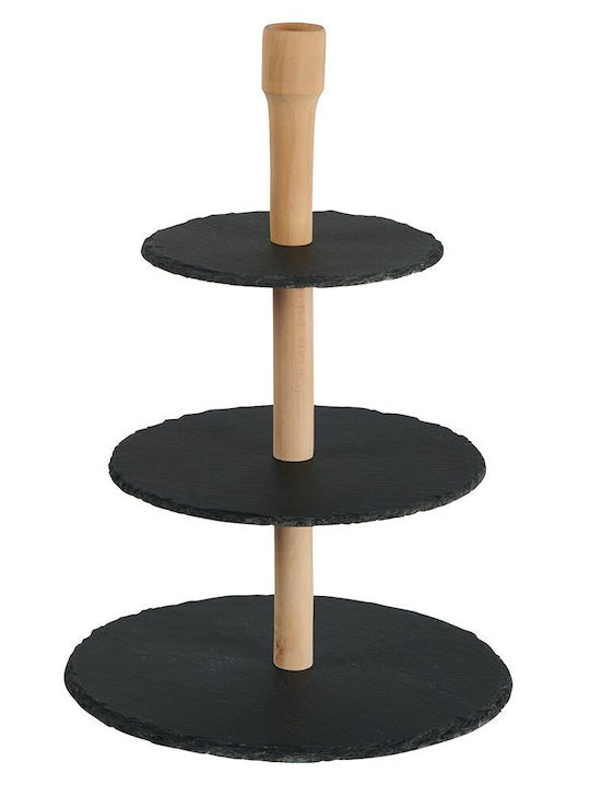 Country Casa Glass Dessert Tower Stand with 3 Tiers Black Ø28cm
