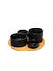 Secret de Gourmet Wooden Dessert Divided Serving Plate with 4 Slots Black Ø33cmxY10cm 5pcs