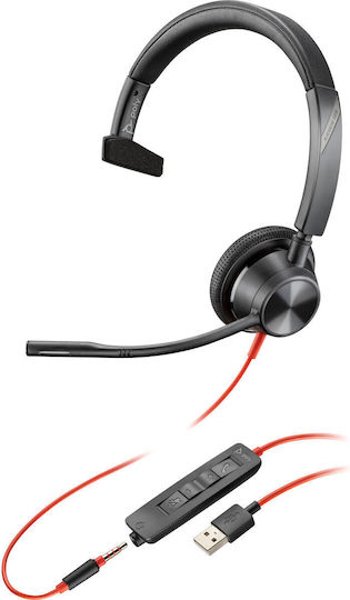 Poly Blackwire 3315 On Ear Multimedia Ακουστικά με μικρόφωνο και σύνδεση 3.5mm Jack / USB-A