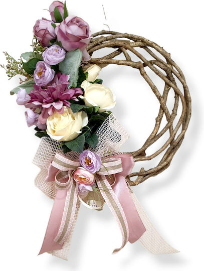 Ambalaz Handmade Fuchsia Wreath Made of Wood 30cm