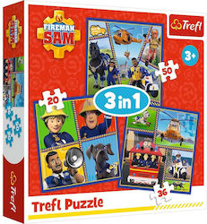 Trefl 3in1 Puzzle Pompier Sam O zi în viața pompierilor