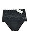 Talie înaltă Femeie Slip cu Dantelă Black