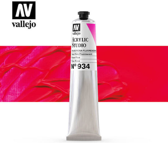 Acrylic Studio Fluorescent Paint Tube Vallejo 58ml Fluorescent Red Pink