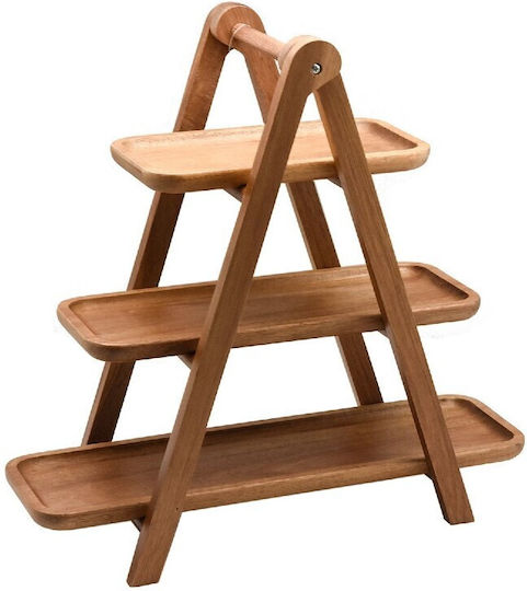XM-Casa Ξύλινη Εταζέρα 3 Ορόφων Καφέ Π39.5xΜ17.2xΥ38.5cm