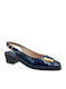 Leder Pumps mit Riemchen Blau