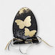 Artifact Wooden Decorative Egg Black "black Butterflies" 12cm X 18cm