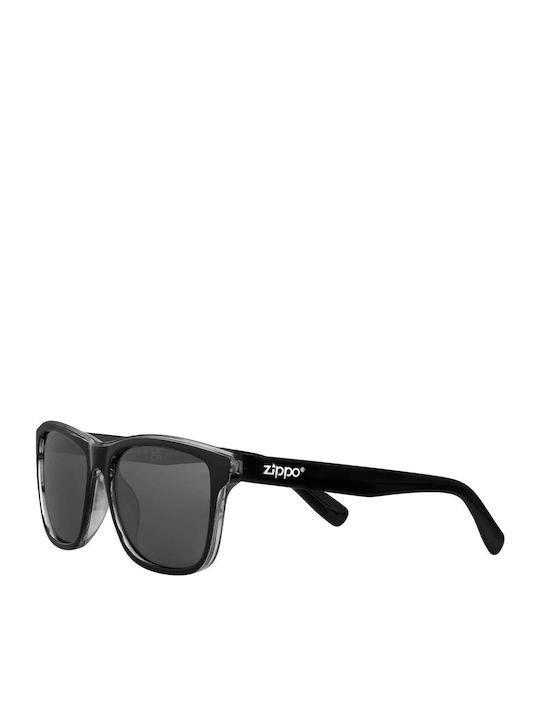Zippo Unisex Sunglasses with Black Plastic Frame and Black Lens OB201-11