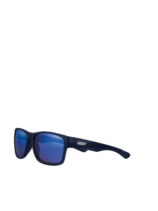 Zippo Men's Sunglasses with Navy Blue Plastic Frame and Blue Mirror Lens OB217-5