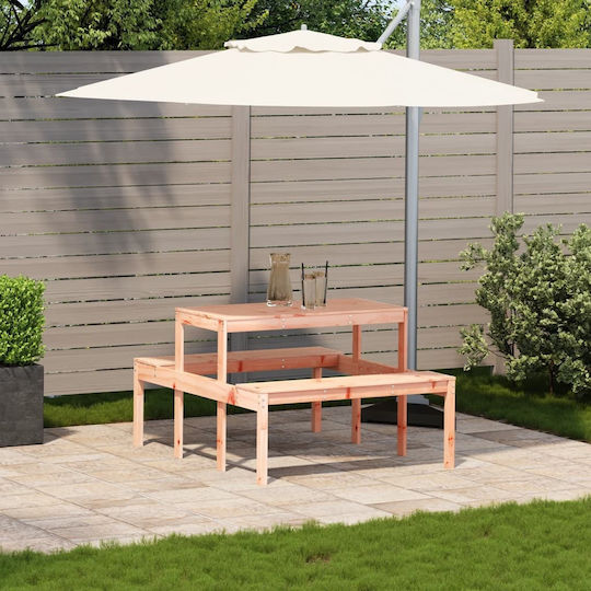 Outdoor Dinner Free Standing Wood Table Brown Faux Suede 110x134x75cm