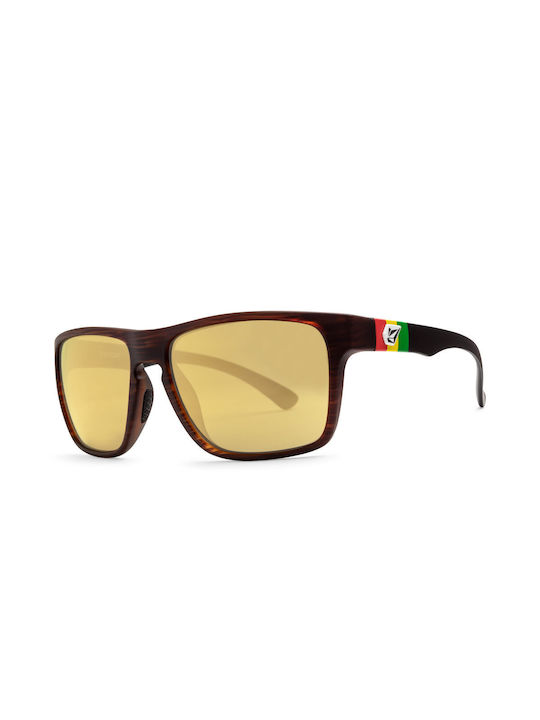 Volcom Trick Sonnenbrillen mit Braun Rahmen und Gelb Spiegel Linse VE01606137-000