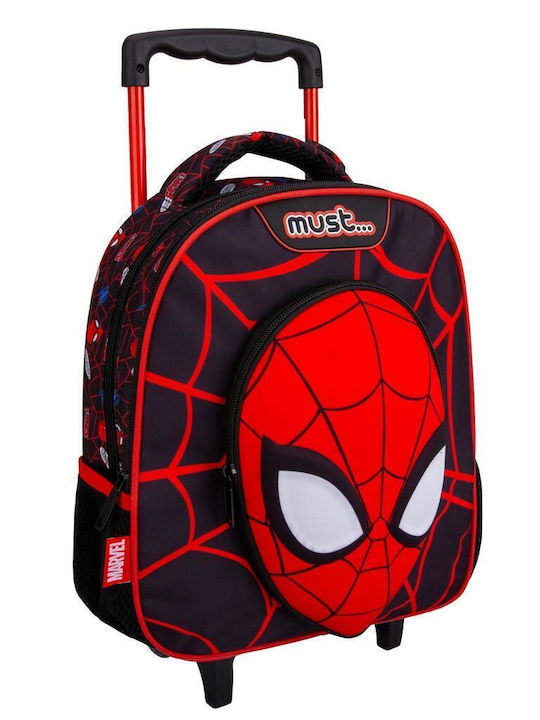 Must Spiderman School Bag Trolley Kindergarten in Black color 8lt