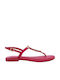 Tamaris Leather Women's Flat Sandals in Fuchsia Color