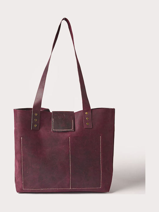 Leather Women's Bag Shopper Shoulder Purple