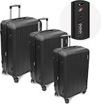 Travel Suitcases Hard Black with 4 Wheels Set 3pcs