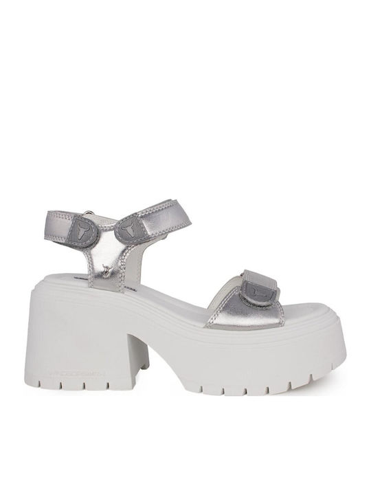 Confetti Damen Sandalen Silber Leder