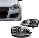 Set Faruri Față VW Golf V 5 03-08 Jetta GTI R32 Look Proiectoare Negre H7/H7 Motor Depo