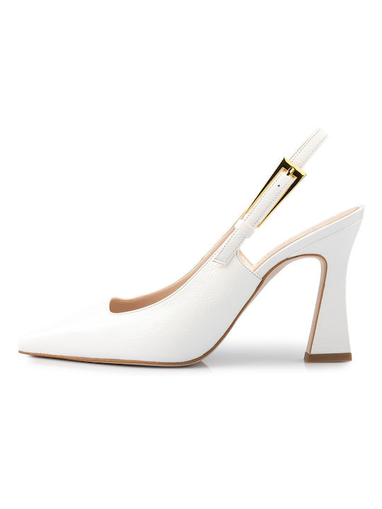 Fardoulis Leather Pointed Toe Stiletto White High Heels