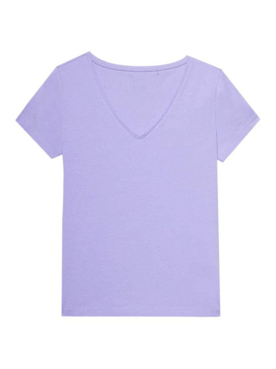 4F Women's Blouse Cotton Short Sleeve with V Ne...