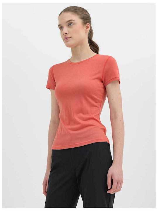 4F Damen Sportliches Bluse Kurzärmelig Orange