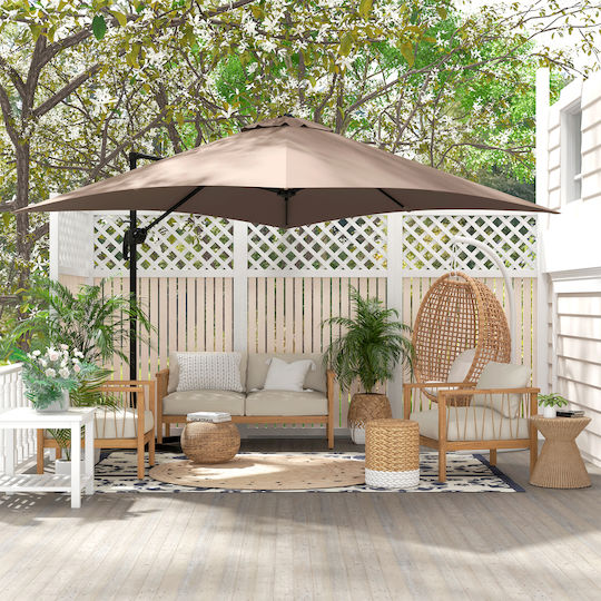 Hanging Square Aluminum Khaki Garden & Terrace Parasol 3x3m