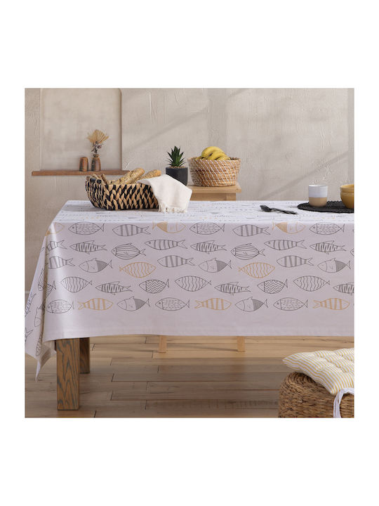 Nef-Nef Tablecloth Cotton Stain Resistant Fish Style Ecru 140x240cm