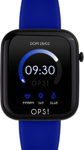 OPS! Objects Active Aluminium 38mm Smartwatch mit Pulsmesser (Blue Rubber Strap)