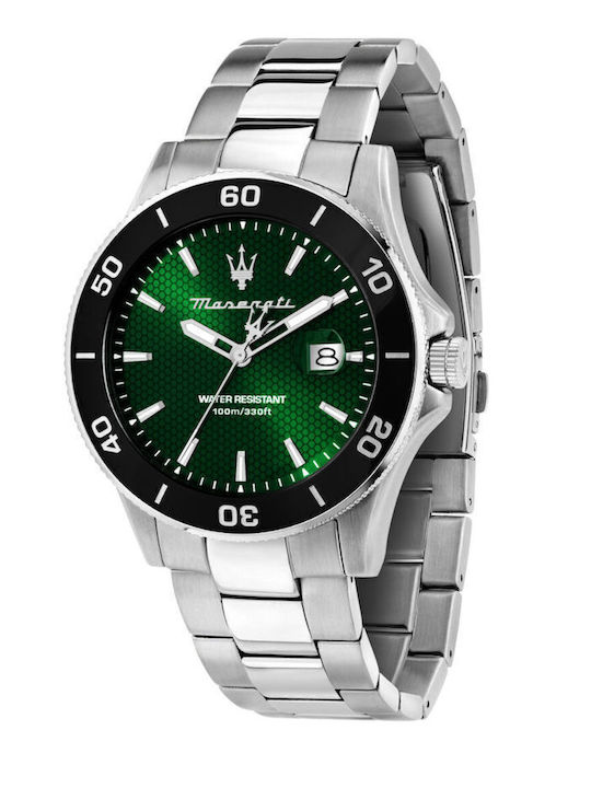 Maserati Competizione Men's Watch 43mm Battery with Silver / Silver Metal Bracelet