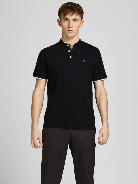 Jack & Jones Bluza Sportivă pentru Bărbați cu Mânecă Scurtă Polo Black