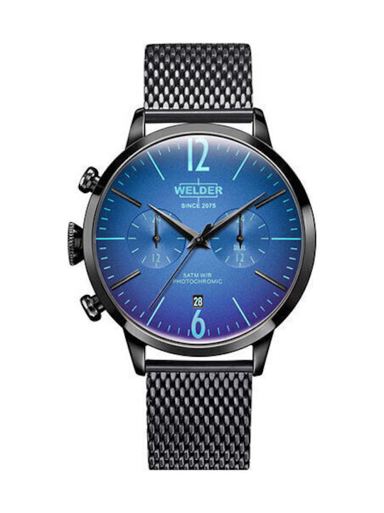 Welder Moody Ceas Barbat Chronograf Baterie cu Brățară din Metal Neagră