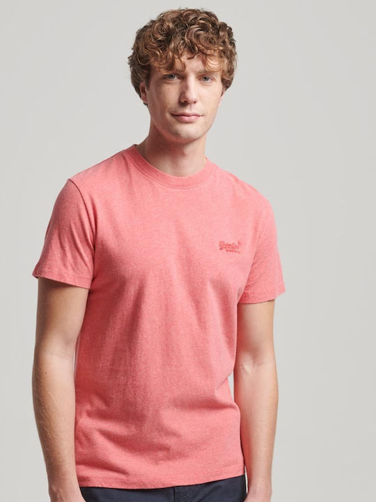 Superdry Ανδρικό T-shirt Κοντομάνικο Ροζ