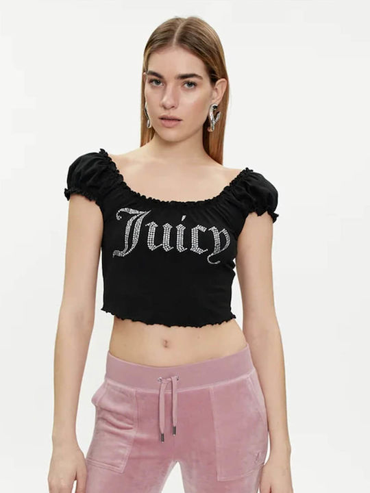 Juicy Couture Women's Blouse Cotton Off-Shoulder Black