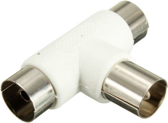 Powertech Converter Coaxial male to Coaxial 2x female White 1pcs CAB-V009