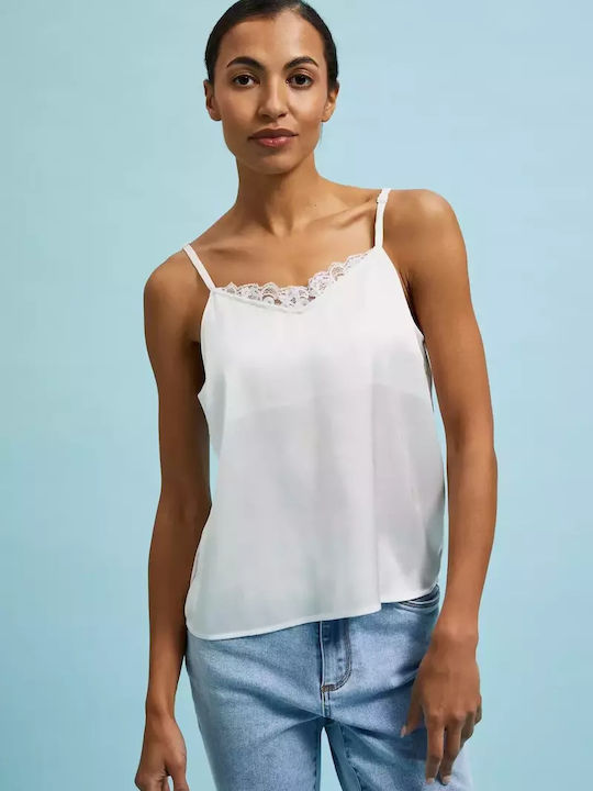Make your image Γυναικεία Μπλούζα με Τιράντες & V Λαιμόκοψη Λευκή