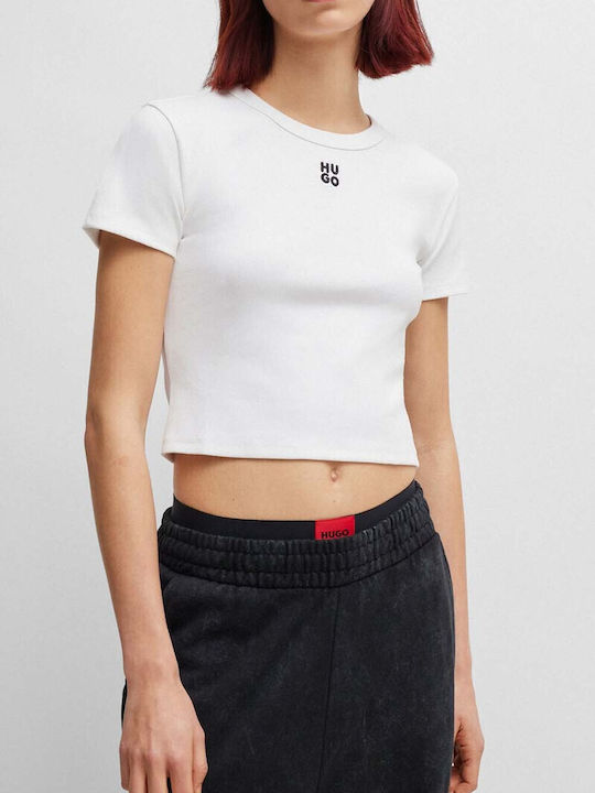 Hugo Boss Γυναικείο Crop T-shirt Λευκό