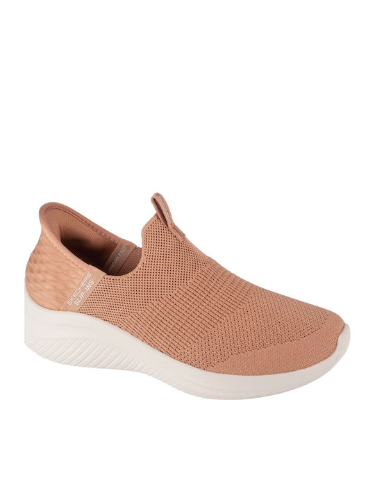 Skechers Ultra Flex Γυναικεία Slip-On Καφέ