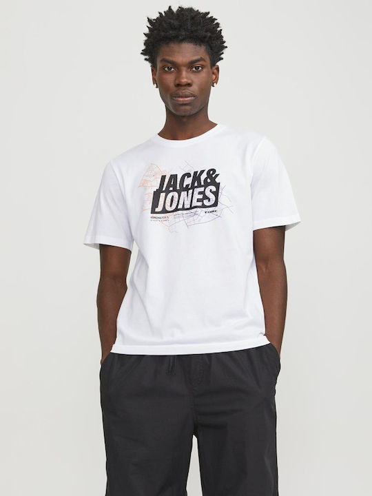 Jack & Jones T-shirt Bărbătesc cu Mânecă Scurtă Alb