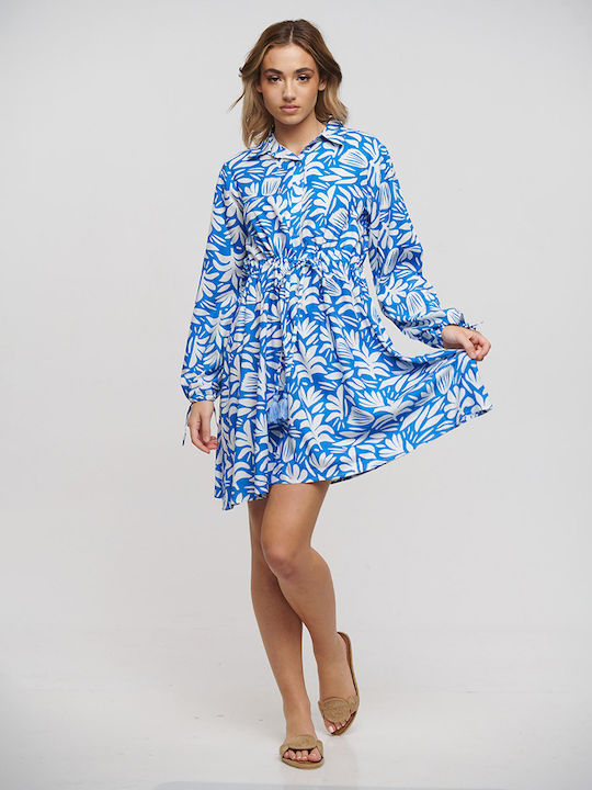 Ble Resort Collection Mini Dress with Ruffle Blue