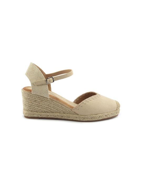 Fshoes Women's Fabric Platform Espadrilles Beige