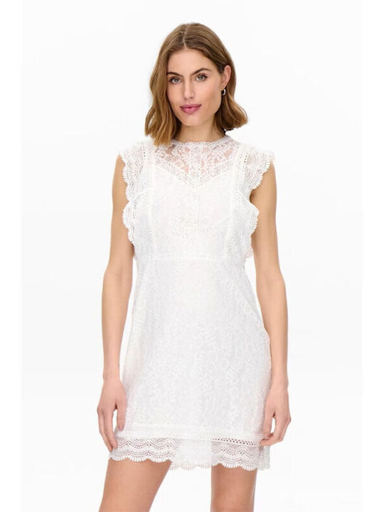 Only Mini Dress with Ruffle White