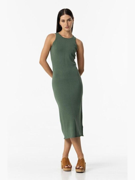 Tiffosi Mini Dress Knitted with Slit Green